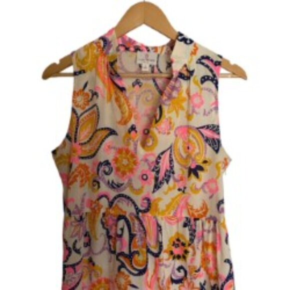 JB by Julie Brown NYC Kaylah Ivory Paisley Neon Tier Maxi Dress Large - Picture 4 of 5